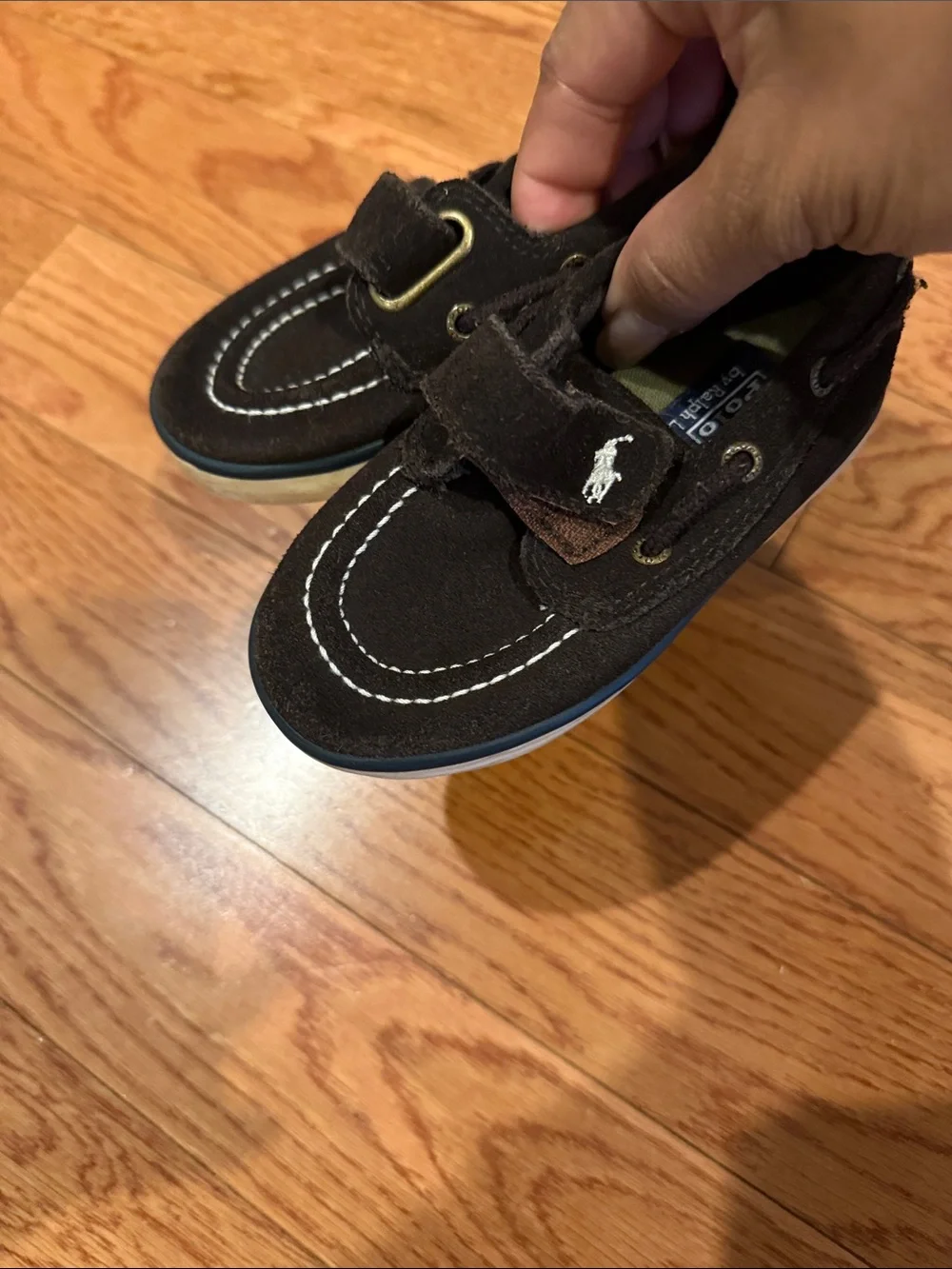 Polo by Ralph Lauren Dark Brown Kids Suede Boat Shoes